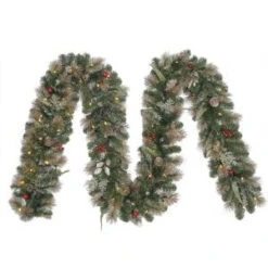 12 Ft. Battery Operated Roosevelt Artificial Garland With 80 Clear LED Lights-GTC0M3V90L00 205982853