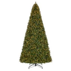 12 Ft. Pre-Lit LED Wesley Spruce Artificial Christmas Quick Set Tree X 3854 Tips With 1500 Indoor Warm White Lights-TGC0M3P07L00 206795458
