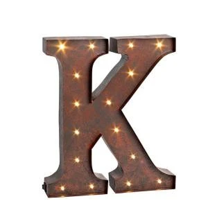 12 In. H "K" Rustic Brown Metal LED Lighted Letter-92669K 206625109 1 12 In. H "K" Rustic Brown Metal LED Lighted Letter-92669K 206625109