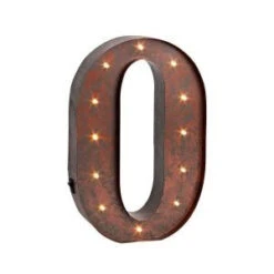 12 In. H "O" Rustic Brown Metal LED Lighted Letter-92669O 206625113