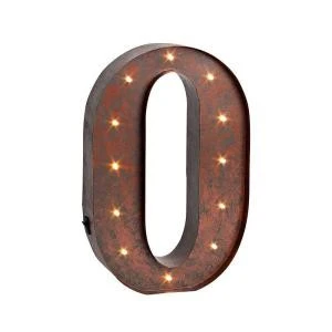 12 In. H "O" Rustic Brown Metal LED Lighted Letter-92669O 206625113 1 12 In. H "O" Rustic Brown Metal LED Lighted Letter-92669O 206625113