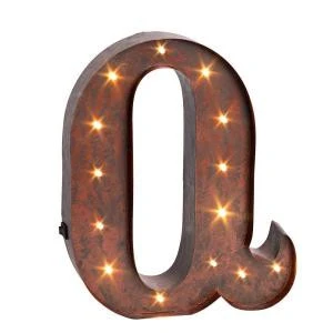 12 In. H "Q" Rustic Brown Metal LED Lighted Letter-92669Q 206625115 1 12 In. H "Q" Rustic Brown Metal LED Lighted Letter-92669Q 206625115