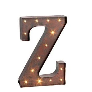 12 In. H "Z" Rustic Brown Metal LED Lighted Letter-92669Z 206625124 1 12 In. H "Z" Rustic Brown Metal LED Lighted Letter-92669Z 206625124