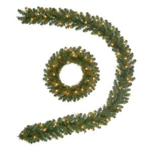 24 In. Sierra Nevada Pre-Lit Wreath And 9 Ft. Garland Combo Pack-GD20P3A38C02 207005278 1 24 In. Sierra Nevada Pre-Lit Wreath And 9 Ft. Garland Combo Pack-GD20P3A38C02 207005278