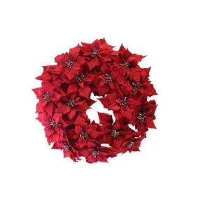 24 In. Red Poinsettia Wreath-XW1827740X 206578307 1 24 In. Red Poinsettia Wreath-XW1827740X 206578307