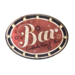 24.75 In. L Oval Lighted Metal Bar Sign-92896 206636461