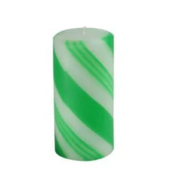 3 In. X 6 In. Scented Green Candy Cane Pillar Candle(12-Box)-9XF69GRZ_12 203725098