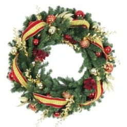 30 In. Battery Operated Plaza Artificial Wreath With 50 Clear LED Lights-BOWOTHD173D 205983403