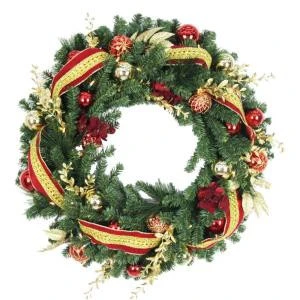 30 In. Battery Operated Plaza Artificial Wreath With 50 Clear LED Lights-BOWOTHD173D 205983403 1 30 In. Battery Operated Plaza Artificial Wreath With 50 Clear LED Lights-BOWOTHD173D 205983403