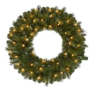 30 In. Pre-Lit LED Wesley Pine Artificial Christmas Wreath X 191 Tips With 50 Outdoor Plug-In Warm White Lights-GD26M2L46L02 206795415 1 30 In. Pre-Lit LED Wesley Pine Artificial Christmas Wreath X 191 Tips With 50 Outdoor Plug-In Warm White Lights-GD26M2L46L02 206795415