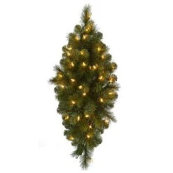 32 In. Pre-Lit LED Wesley Pine Swag X 133 Tips With 35 Plug-In Indoor/Outdoor Warm White LED Lights-GK28M2L46L01 206795384
