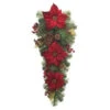 32 In. Unlit Burgundy Poinsettia Artificial Teardrop-2258480HD 206005411