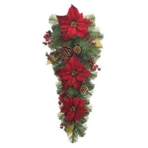 32 In. Unlit Burgundy Poinsettia Artificial Teardrop-2258480HD 206005411 1 32 In. Unlit Burgundy Poinsettia Artificial Teardrop-2258480HD 206005411