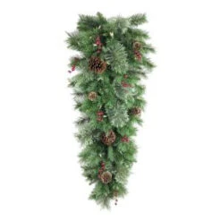 36 In. Battery Operated Syracuse Cashmere Berry Artificial Teardrop With 35 Clear LED Lights-BOWOTHD171E 205983415