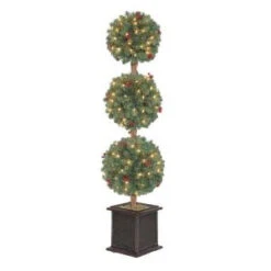 4 Ft. Hudson Artificial Christmas Tree Topiary With 150 Clear Lights-TP40M2J76C00 204126328