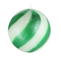 4 In. Green Candy Cane Ball Candle (2-Box)-9XF73GRZ 203725193