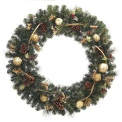 48 In. Unlit Golden Holiday Artificial Wreath-2258390HD 205994554