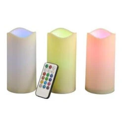 6 In. H Battery Operated Indoor/Outdoor Candle With Color-Changing Remote (Set Of 3)-41537 206504437