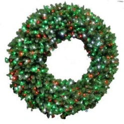 60 In. LED Pre-Lit Artificial Christmas Wreath With Micro-Style Red, Green And Pure White Lights-4723262-C29HO 206771086