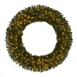 60 In. Pre-Lit LED Wesley Pine Artificial Christmas Wreath X 498 Tips, 240 UL Plug-In Indoor/Outdoor Warm White Lights-GD50M2L46L02 206795447