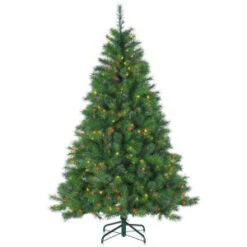 6.5 Ft. Pre-Lit Mixed Needle Wisconsin Spruce Artificial Christmas Tree With Multicolored Lights-5955--65M 300620029