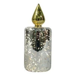 7 In. Mercury Glass LED Color Changing Glass Candle In Silver-45-900-11 204635175