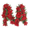 9 Ft. Battery Operated Artificial Poinsettia Garland With 50 Clear LED Lights-BOWOTHD180A 205983432