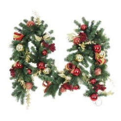 9 Ft. Battery Operated Plaza Artificial Garland With 50 Clear LED Lights-BOWOTHD173F 205983367