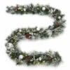 9 Ft. Battery Operated Snowy Silver Pine Artificial Garland With 36 Clear LED Lights-2258340HD 205994552