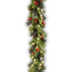 9 Ft. Crestwood Spruce Garland With Clear Lights-CW7-306-9A-1 300330617