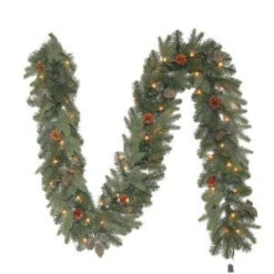 9 Ft. Greenland Artificial Garland With 50 Clear Lights-GT90P2534C00 204150071
