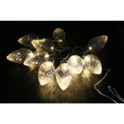 Alpine 10-Light LED Light Bulbs Faceted Clear Decorative String Lights Decor (Set Of 10)-EUT100CL-10 207140327