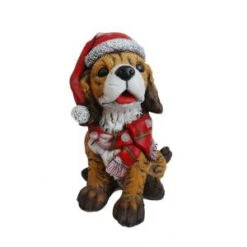 Alpine 21 In. Dog Wearing Santa Hat And Red Scarf Decor With 3 LED Lights-MCC372 207140342
