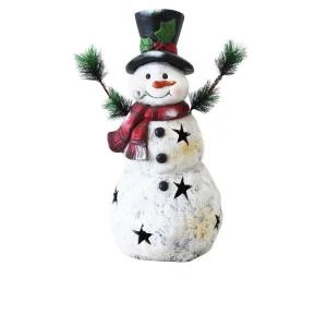 Alpine 22 In. Christmas Snowman Statuary With Black Stars-MCC302 206212954 1 Alpine 22 In. Christmas Snowman Statuary With Black Stars-MCC302 206212954