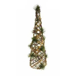 Alpine 24 In. Rattan And Berry Christmas Cone Tree With 20 LED Lights-CIM158HH 207140316