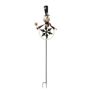 Alpine 67 In. Metal Snowman With Kinetic Holly Snowflake Garden Stake-MVP264 207140346 1 Alpine 67 In. Metal Snowman With Kinetic Holly Snowflake Garden Stake-MVP264 207140346