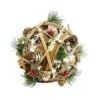 Alpine 7 In. Rattan And Berry Christmas Ball With 10 Warm White LED Lights-CIM164HH 207140319