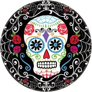 Amscan 10.5 In. X 10.5 In. Day Of The Dead Round Paper Plates (18-Count, 3-Pack)-721519 300598935 1 Amscan 10.5 In. X 10.5 In. Day Of The Dead Round Paper Plates (18-Count, 3-Pack)-721519 300598935