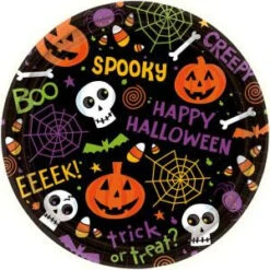 Amscan 7 In. X 7 In. Spooktacular Round Paper Plate (60-Count)-749484 300599209