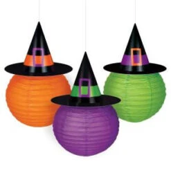 Amscan 9.5 In. Paper Witch Hat Lanterns (3-Count)-241207 300598947