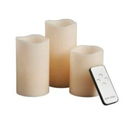 Battery Operated Wavy Edge Wax Candle Set With Remote (3-Piece)-37844 206504431