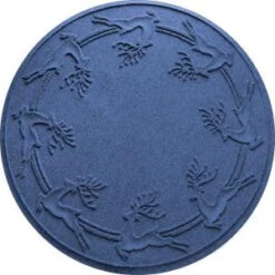 Bungalow Flooring Aqua Shield Navy 35 In. Round Reindeer Run Under The Tree Mat-20648613535 206317277
