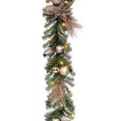 Decorative Collection 9 Ft. Metallic Garland With Clear Lights-DC13-160L-9B-1 300330496