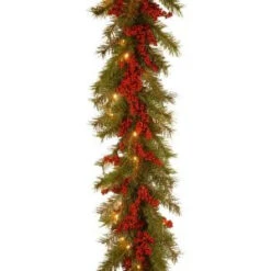 Decorative Collection 9 Ft. Valley Pine Garland With Battery Operated Warm White LED Lights-DC13-157-9CB-1 300330527