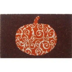Entryways Scrolled Pumpkin 17 In. X 28 In. Non-Slip Coir Door Mat-P2038 205850036