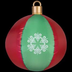 Gemmy 27.17 In. D X 27.17 In. W X 30.71 In. H Inflatable Fuzzy Hanging Ball Ornament (Red & Green)-38989 206997636 1 Gemmy 27.17 In. D X 27.17 In. W X 30.71 In. H Inflatable Fuzzy Hanging Ball Ornament (Red & Green)-38989 206997636