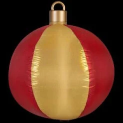 Gemmy 27.17 In. D X 27.17 In. W X 30.71 In. H Inflatable Mixed Media-Hanging Red And Gold Ball Ornament-39682 206997643