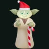 Gemmy 27.56 In. L X 20.87 In. W X 42.13 In. H Inflatable Star Wars Yoda With Candy Cane-37213X 300060733