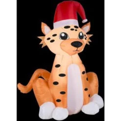Gemmy 3.5 Ft. H Inflatable Cheetah With Santa Hat-89520X 206403215
