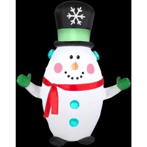 Gemmy 3.5 Ft. H Inflatable Happy Snowman With Snowflake Top Hat-88349X 206403211 1 Gemmy 3.5 Ft. H Inflatable Happy Snowman With Snowflake Top Hat-88349X 206403211